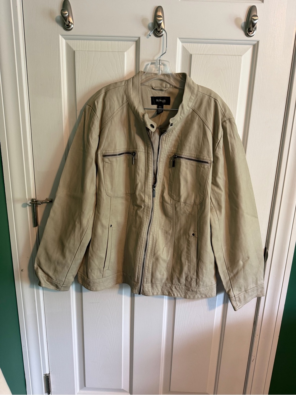 Style & co women’s Casual Zip Front Jacket - Light Khaki